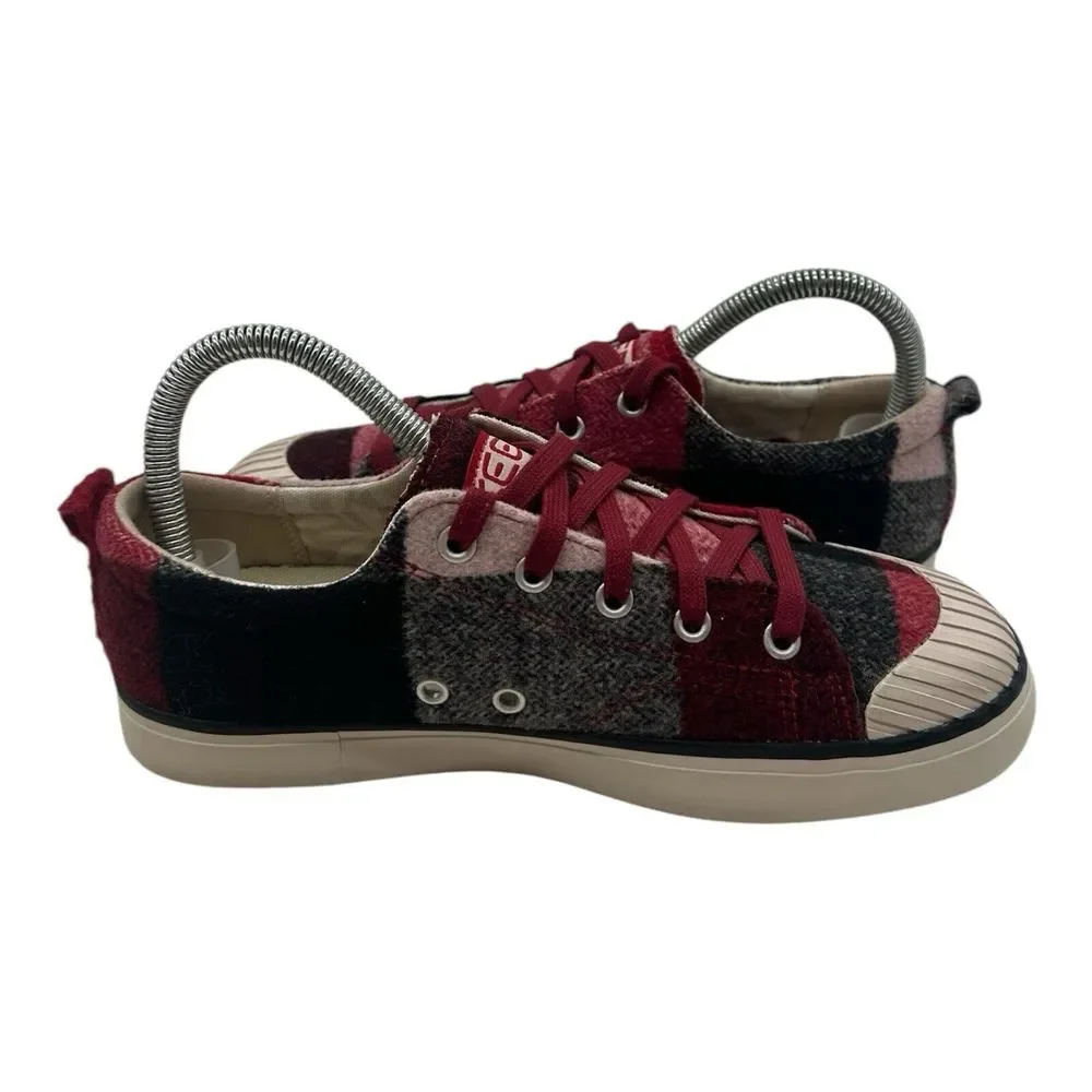 Keen Elsa Sneakers Women's Size 7 Red Gray Buffalo‎ Plaid Lace Up Shoes 1017968